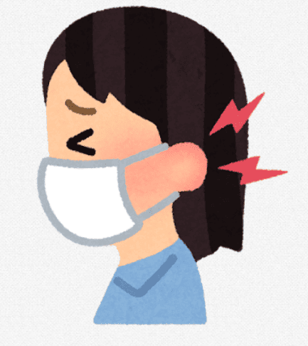 マスク耳痛いのイラスト