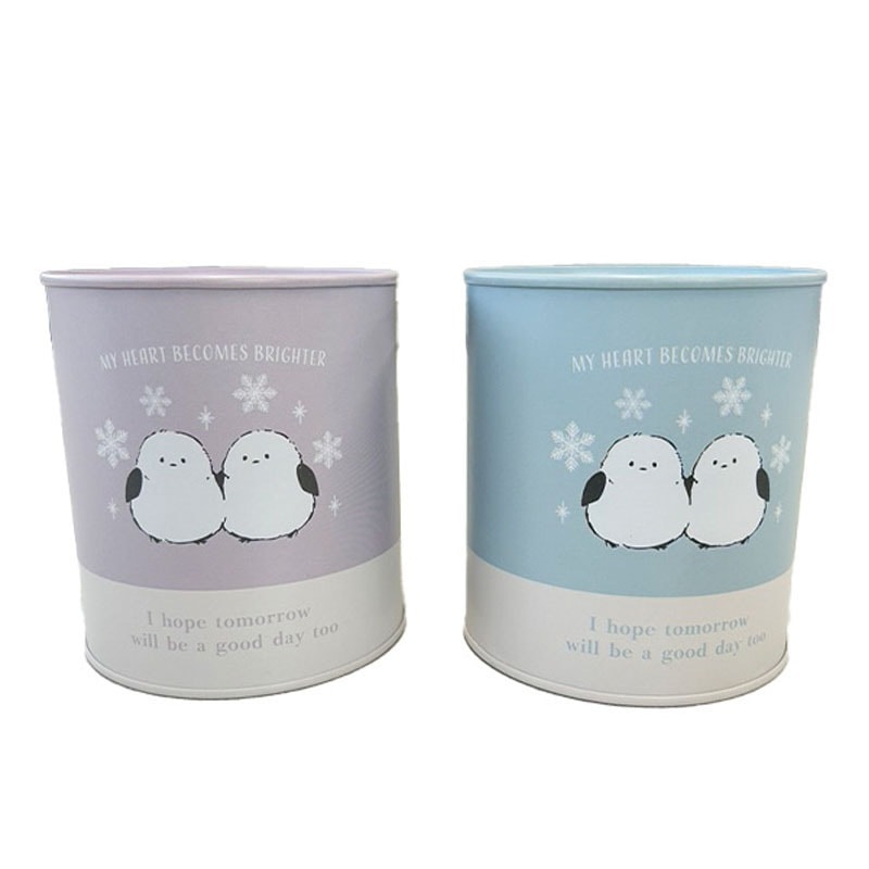 貯金箱キャンドゥ缶 貯金箱 10万 シマエナガ柄