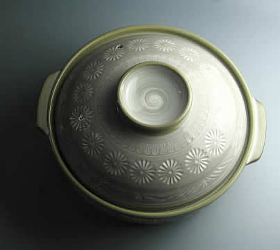 【万古焼】銀峯 花三島 土鍋