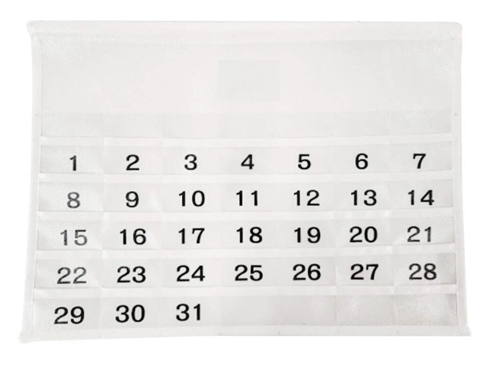 ウォールポケット カレンダーポケット 壁掛けポケット収納ポケット 月間タイプ ホワイト