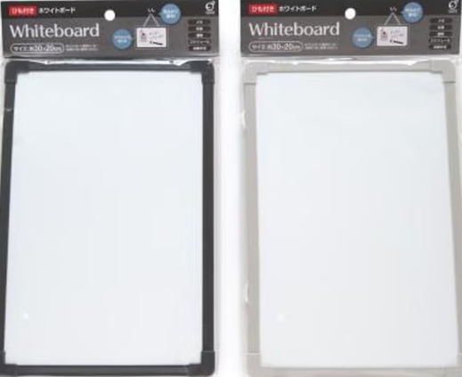 ひも付きホワイトボード　ブラック・グレー
