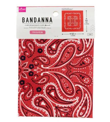 バンダナ（ポリエステルタイプ、ペイズリー柄、レッド）