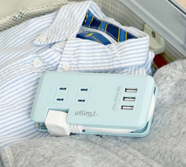 旅行用延長コード①ポータブルコンセント USBポート付 ユートリムエル