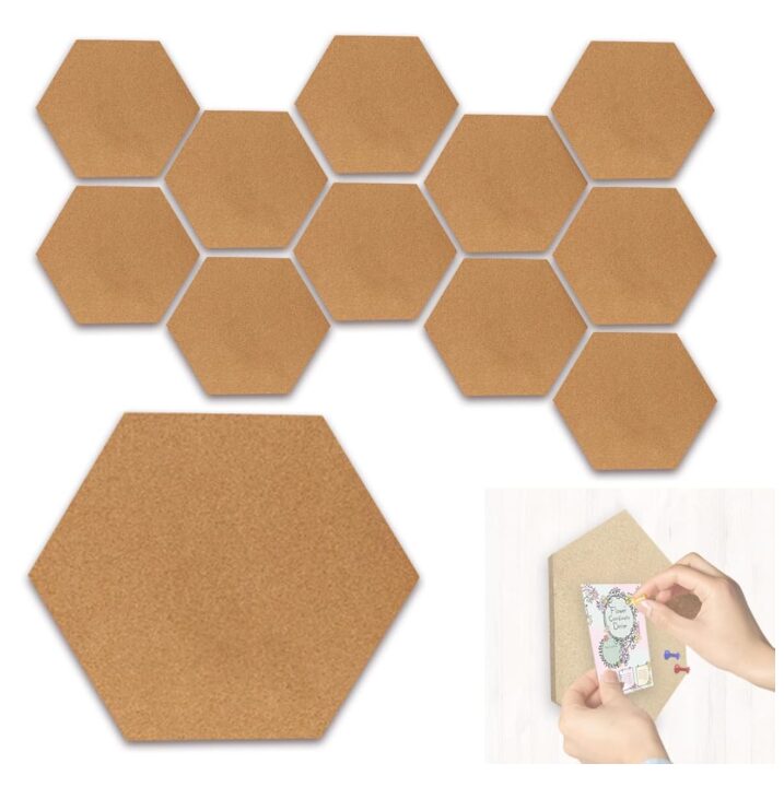 六角形コルクシート 12枚セット|裏面シール付き