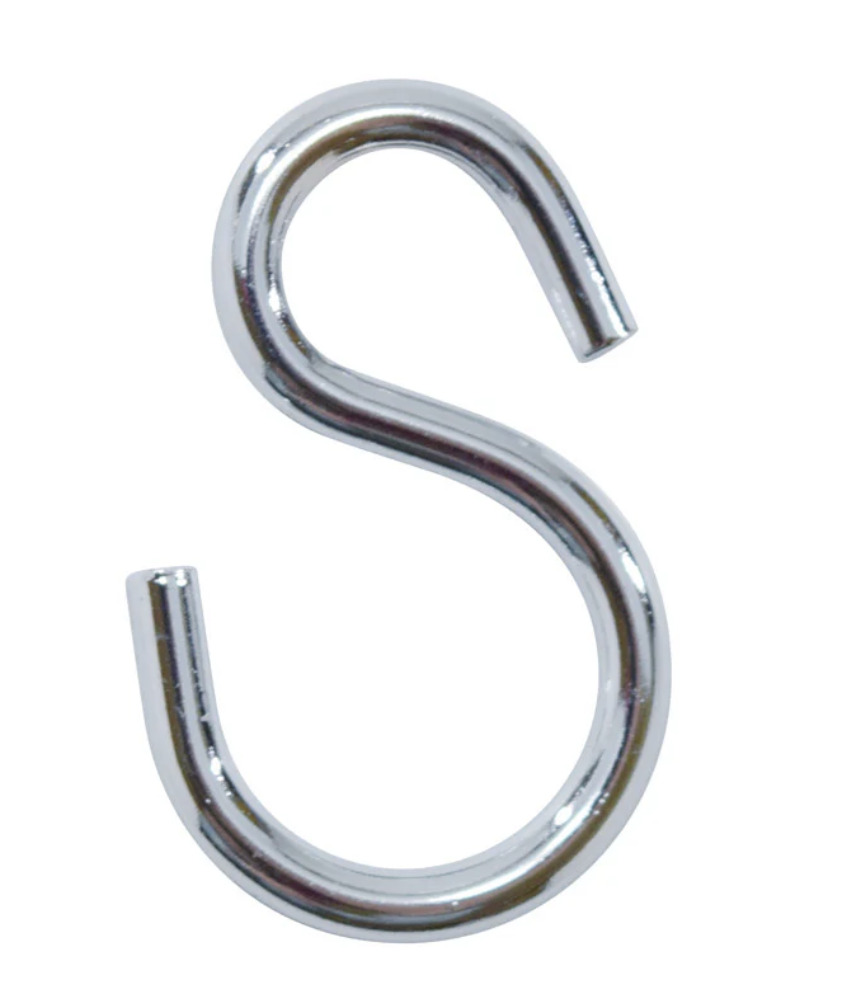 クロムメッキS字フック、12個
