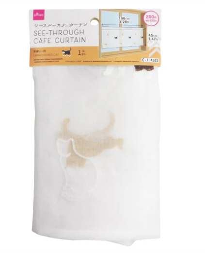 ダイソーカーテン②シースルーカフェカーテン(刺繍ネコ柄)