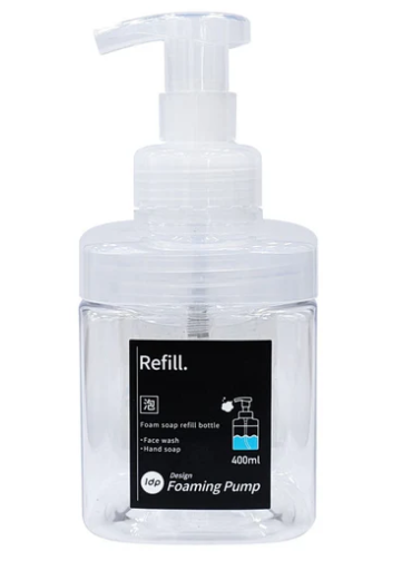 ダイソープッシュボトル②1dp 広口泡ボトル 角 クリア 400ml