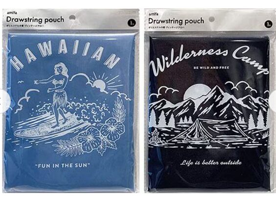 キャンドゥシューズケース②ポリエステル巾着Ｌ　ヴィンテージアロハ