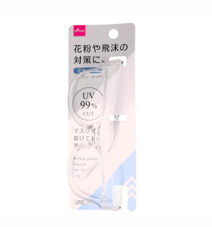 花粉メガネ（大人用、ボストン、クリア）