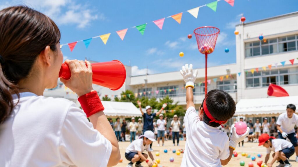 運動会や体育祭で100均グッズを使用している様子