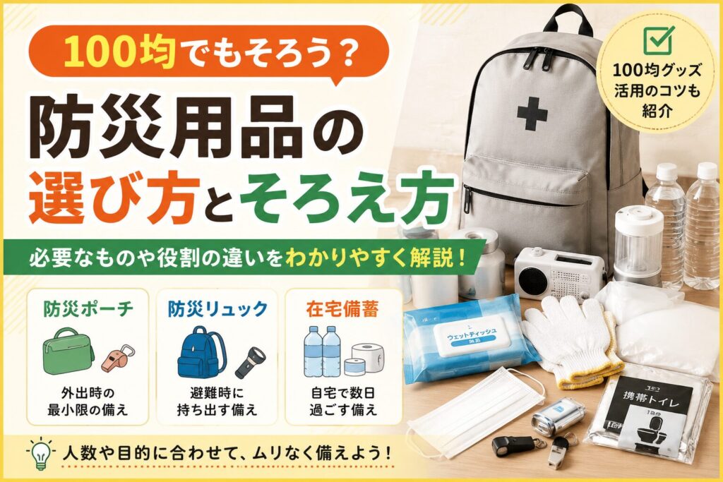100均で防災グッズはどこまでそろう？最低限必要なものと通販を選ぶ目安