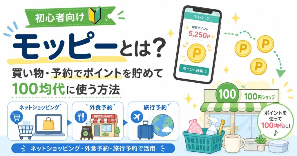 モッピーとは？買い物や予約でポイントを貯めて100均代に使う方法